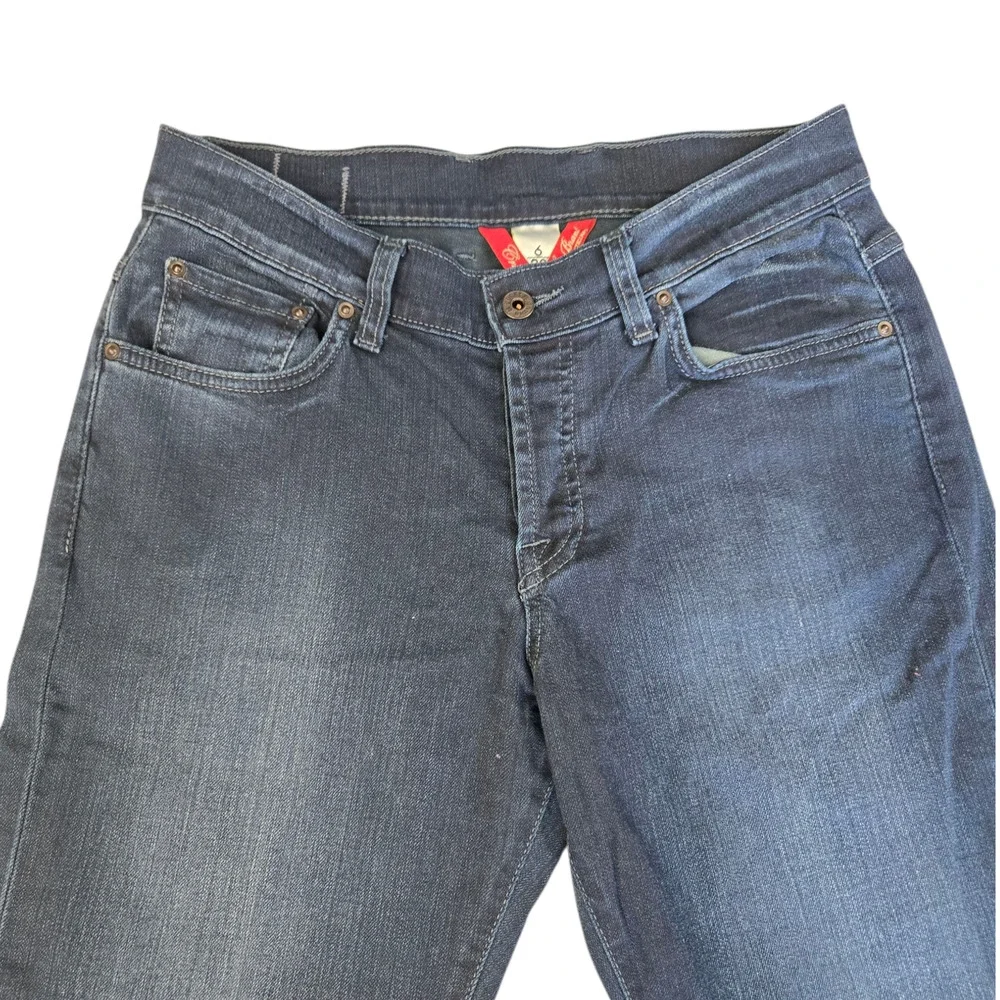 Y2K Lucky Brand Dark Wash Easy Rider Crop Mid Rise Wide Leg Jeans Size 6 / 28 - Picture 3 of 10